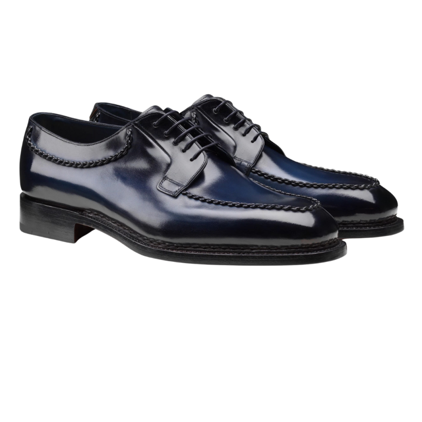 Chaussures derbies SANTONI à lacets cuir bleu marine