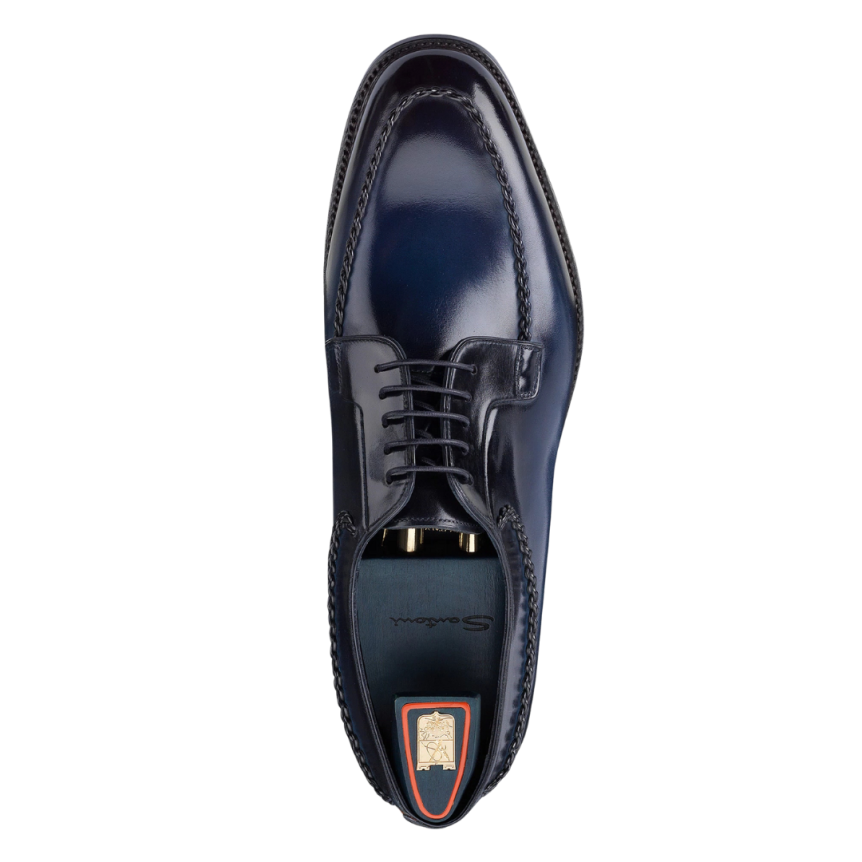 Chaussures derbies SANTONI à lacets cuir bleu marine