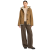 Blouson peau lainée à capuche daim camel bouton duffle coat