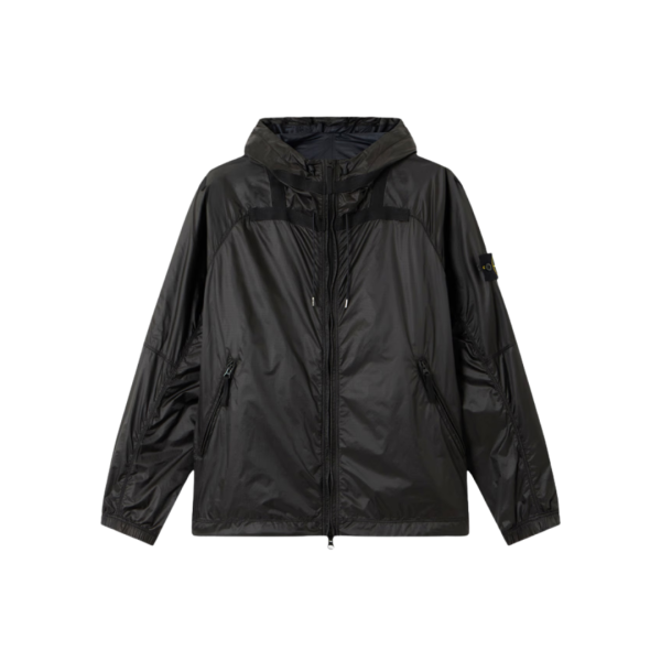 Blouson léger STONE ISLAND nylon ripstop light déparlant noir détail réfléchissant