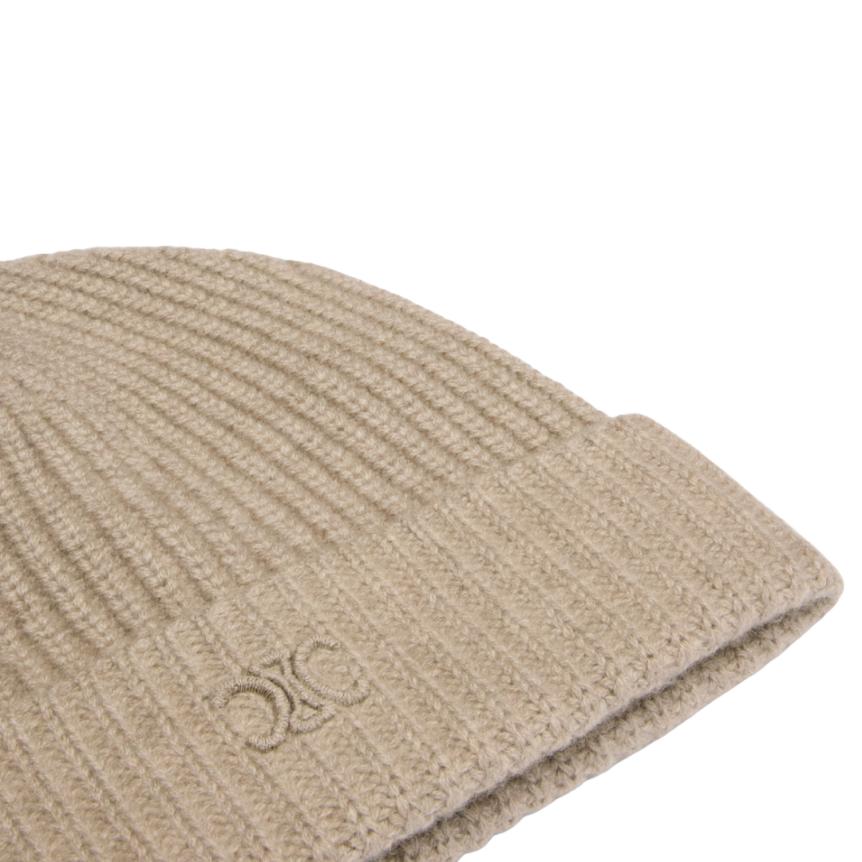 bonnet CELINE triomphe cachemire écossais beige logo ton sur ton