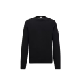 Pull col rond laine cachemire noir logo cuir ton sur ton