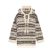 Pull col V capuche laine jacquard écru noir gris