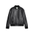 Blouson bomber zippé cuir agneau noir broderie logo noir