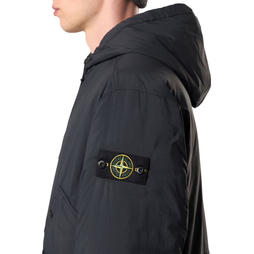 Blouson à capuche STONE ISLAND ripstop nylon CORDURA® déperlant noir