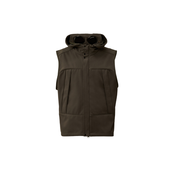 CP COMPANY Veste sans manche gilet à capuche lunettes CP Shell nylon gris anthracite