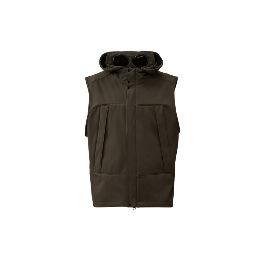 CP COMPANY Veste sans manche gilet à capuche lunettes CP Shell nylon gris anthracite