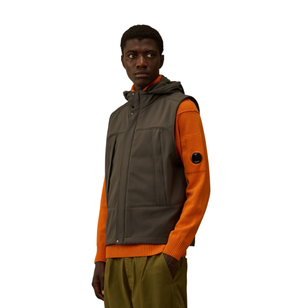 CP COMPANY Veste sans manche gilet à capuche lunettes CP Shell nylon gris anthracite