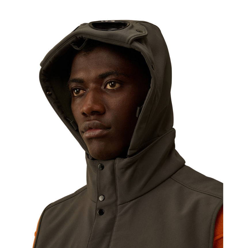 CP COMPANY Veste sans manche gilet à capuche lunettes CP Shell nylon gris anthracite