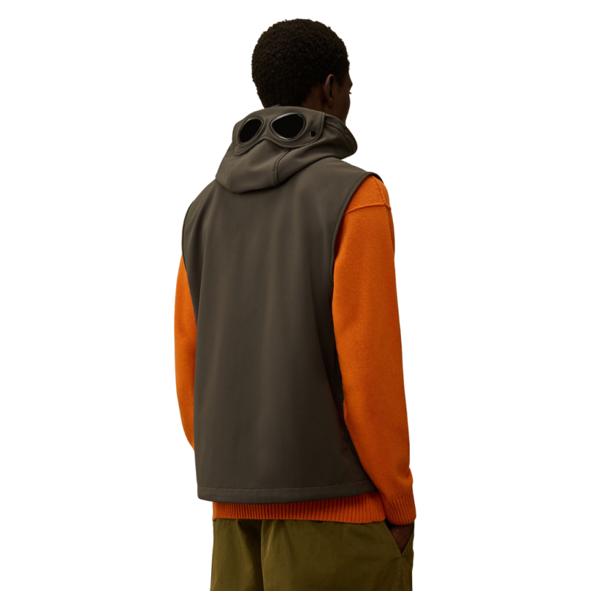 CP COMPANY Veste sans manche gilet à capuche lunettes CP Shell nylon gris anthracite