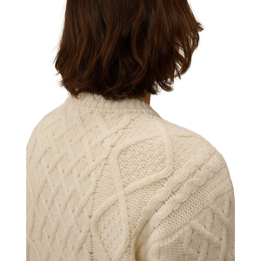 Pull col rond CP COMPANY laine vierge Shetland douce écru broderie logo