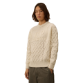 Pull col rond laine vierge Shetland douce écru broderie logo