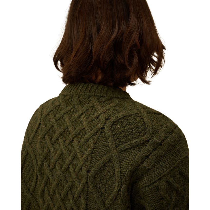 Pull col rond CP COMPANY laine vierge Shetland douce kaki broderie logo