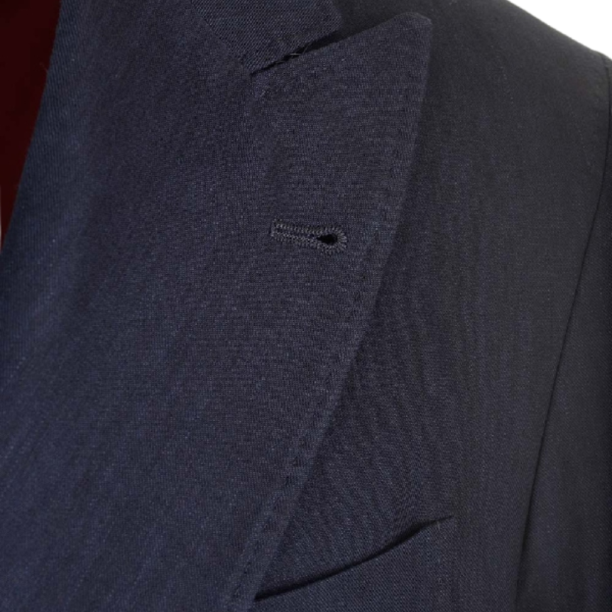 Veste croisée BRUNELLO CUCINELLI lin laine bleu marine boutons dorés