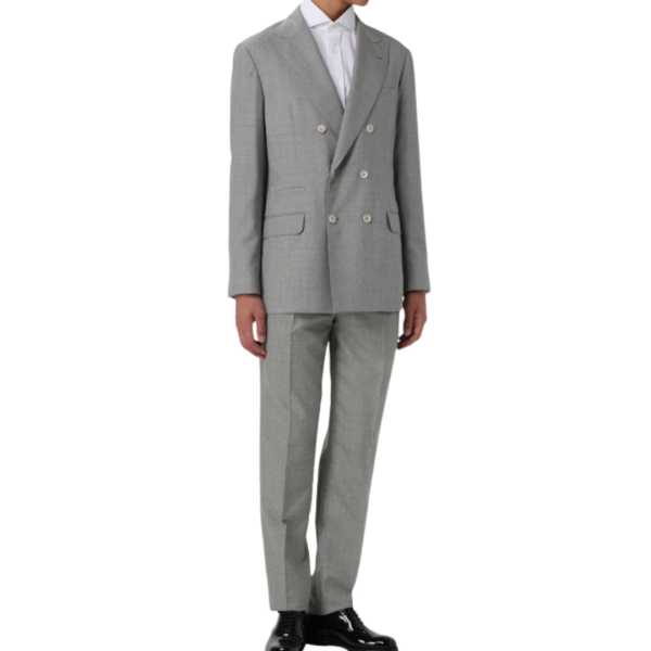 Veste croisée BRUNELLO CUCINELLI lin laine gris clair