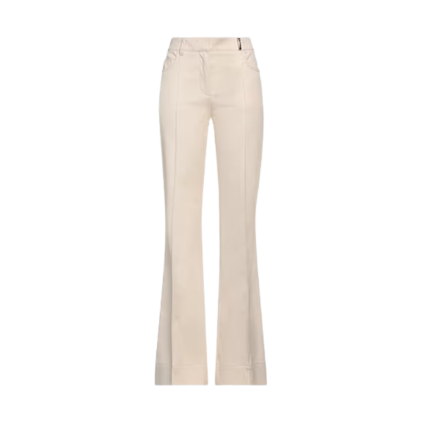 Pantalon évasé coton velours lisse crème