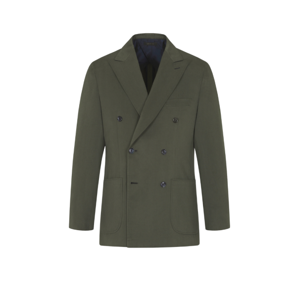 Veste BRIONI Soffio à double boutonnage tissu double cachemire soie vert olive