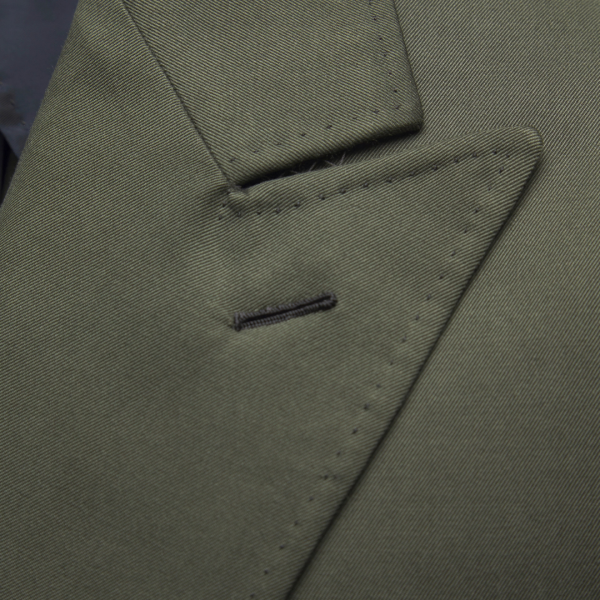Veste BRIONI Soffio à double boutonnage tissu double cachemire soie vert olive
