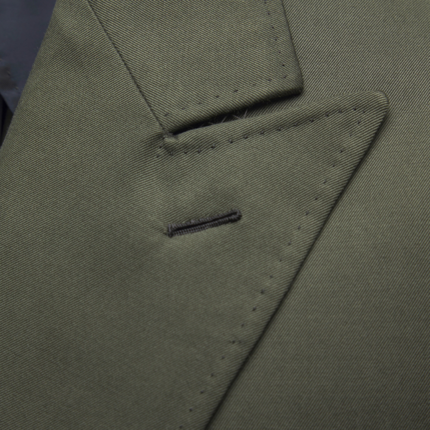 Veste BRIONI Soffio à double boutonnage tissu double cachemire soie vert olive