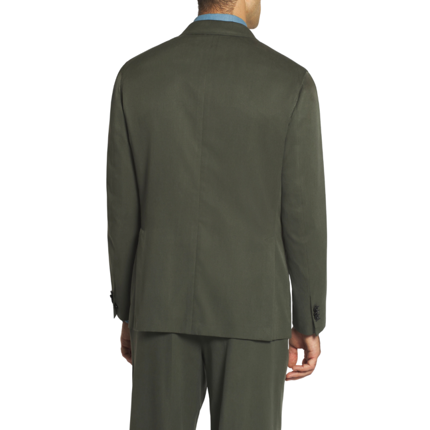 Veste BRIONI Soffio à double boutonnage tissu double cachemire soie vert olive