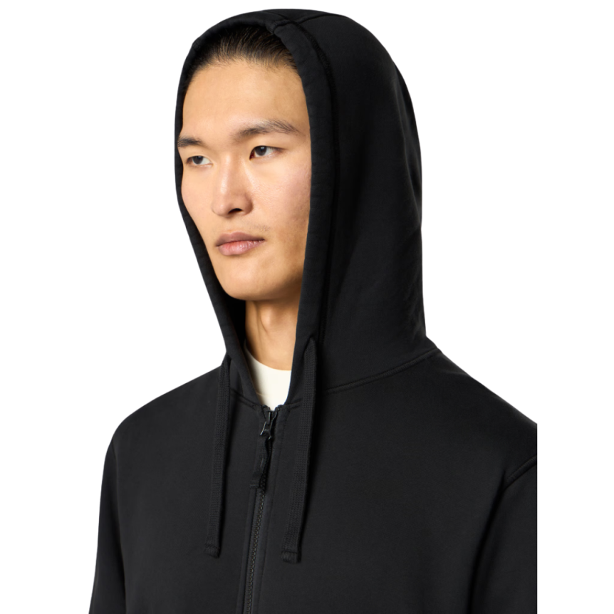 Sweat-shirt à capuche zippé STONE ISLAND molleton coton bio noir