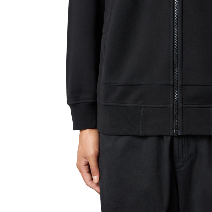 Sweat-shirt à capuche zippé STONE ISLAND molleton coton bio noir