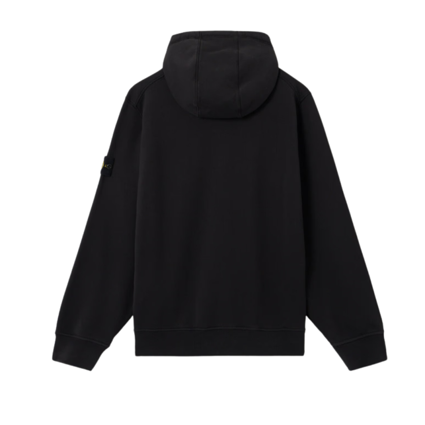 Sweat-shirt à capuche zippé STONE ISLAND molleton coton bio noir