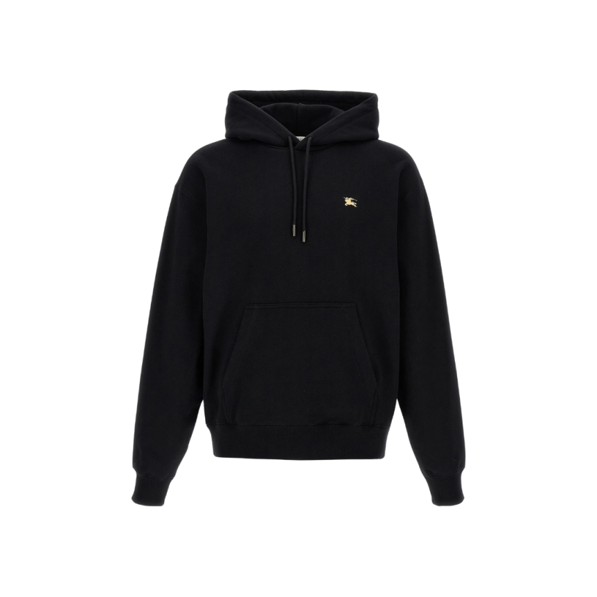 BURBERRY Sweat-shirt à capuche Reilly coton noir logo point de croix cavalier check beige