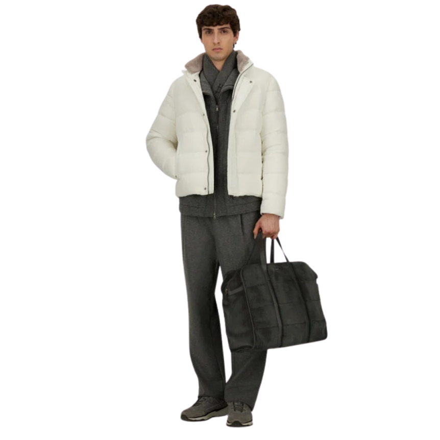 Doudoune zippée HERNO nylon blanc col montant