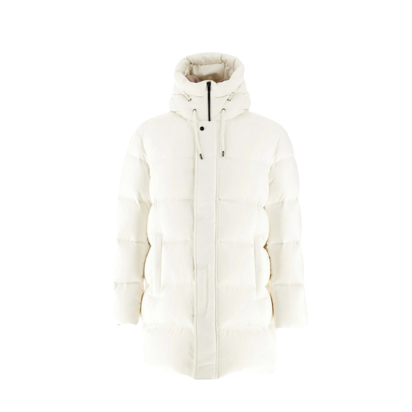 Doudoune zippée longue HERNO nylon blanc col fourrure