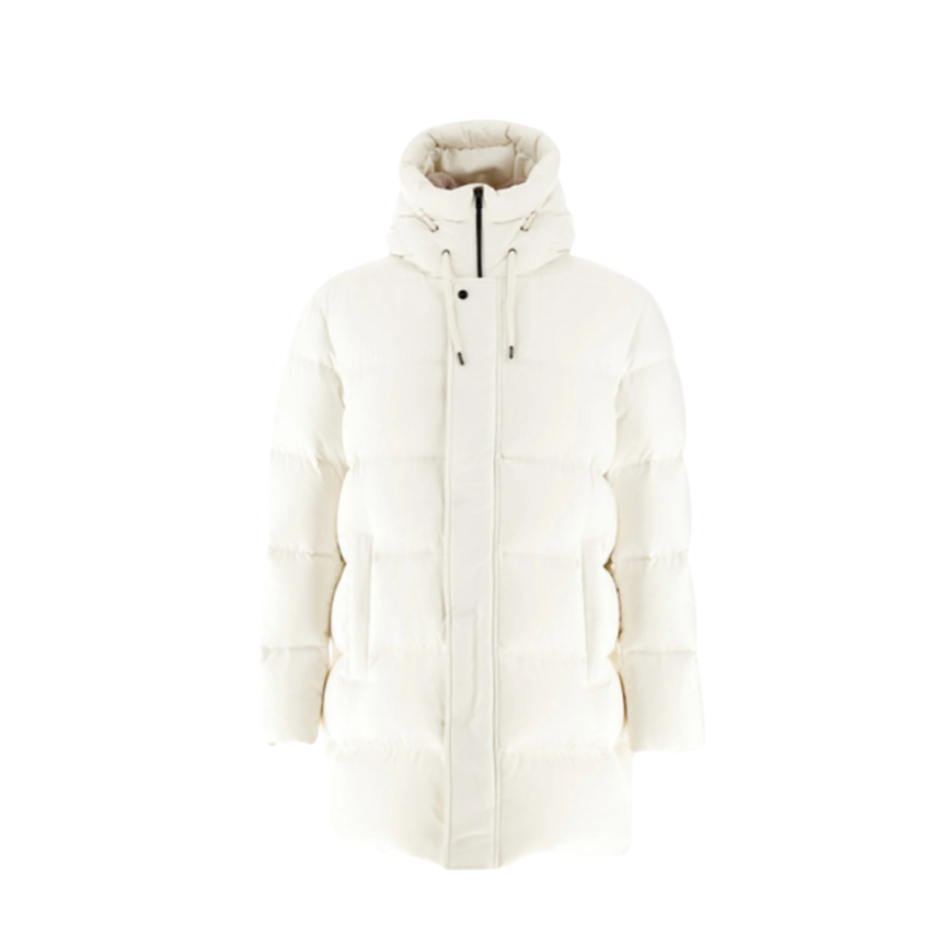 Doudoune zippée longue HERNO nylon blanc col fourrure