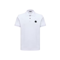 Polo manche courte coton piqué blanc logo gomme noir écriture dos