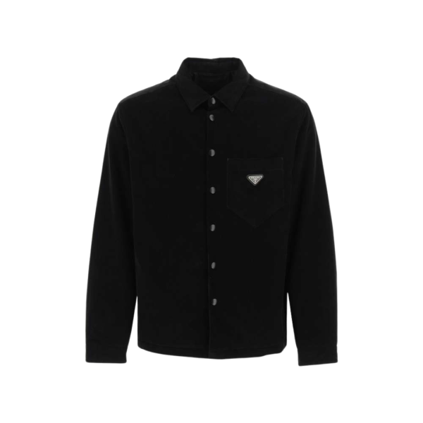 Chemise PRADA manche longue velours côtelé noir