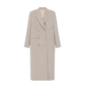 Manteau croisé laine cachemire soie beige chiné marron