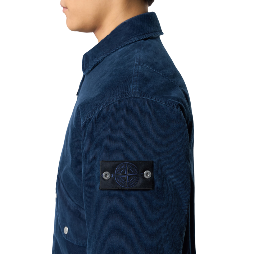 Blouson Bomber STONE ISLAND coton velours côtelé bleu indigo Denim Research