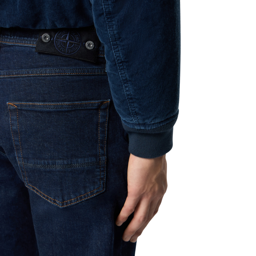 Jean Slim STONE ISLAND  cinq poches coton stretch bleu brut Denim Research