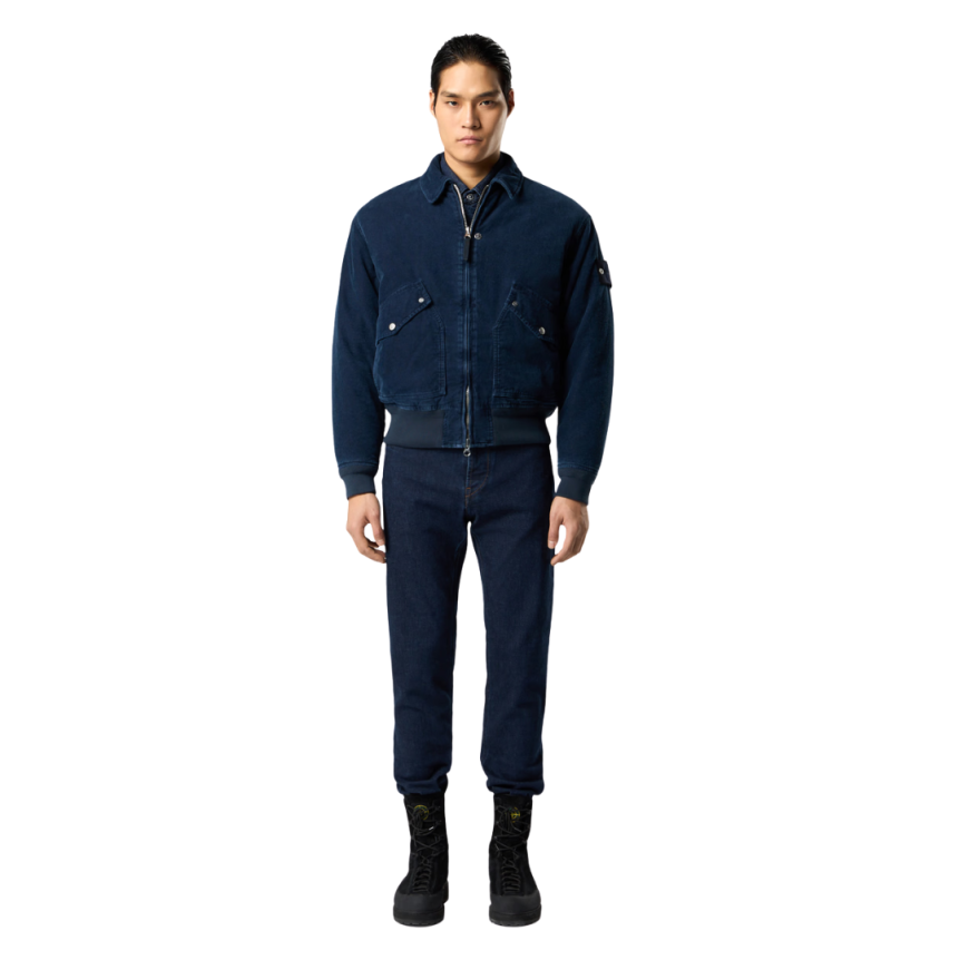 Jean Slim STONE ISLAND  cinq poches coton stretch bleu brut Denim Research