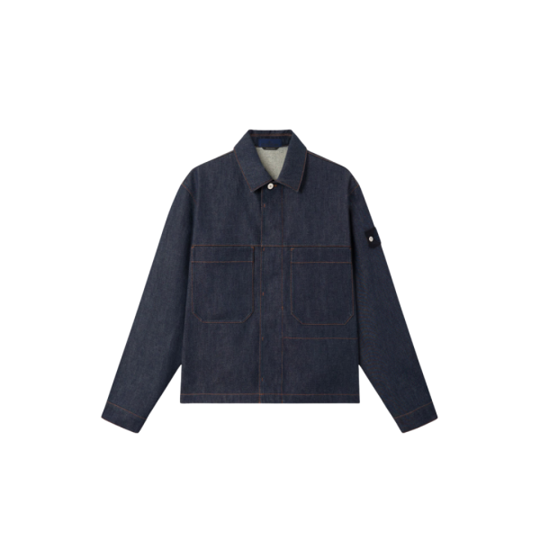 Blouson bouton STONE ISLAND Denim Research coton bio bleu brut poche pression