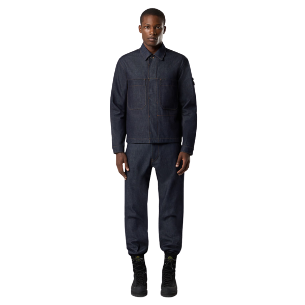 Blouson bouton STONE ISLAND Denim Research coton bio bleu brut poche pression