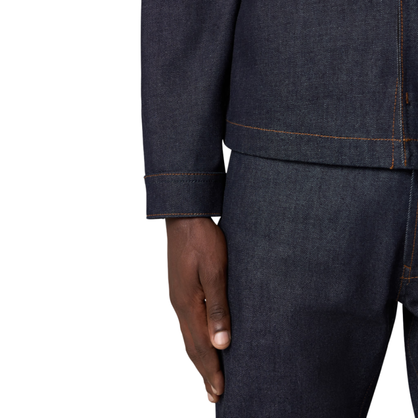 Blouson bouton STONE ISLAND Denim Research coton bio bleu brut poche pression