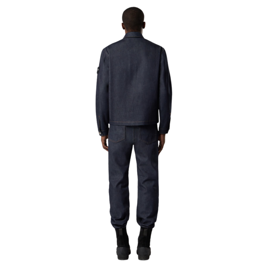 Blouson bouton STONE ISLAND Denim Research coton bio bleu brut poche pression