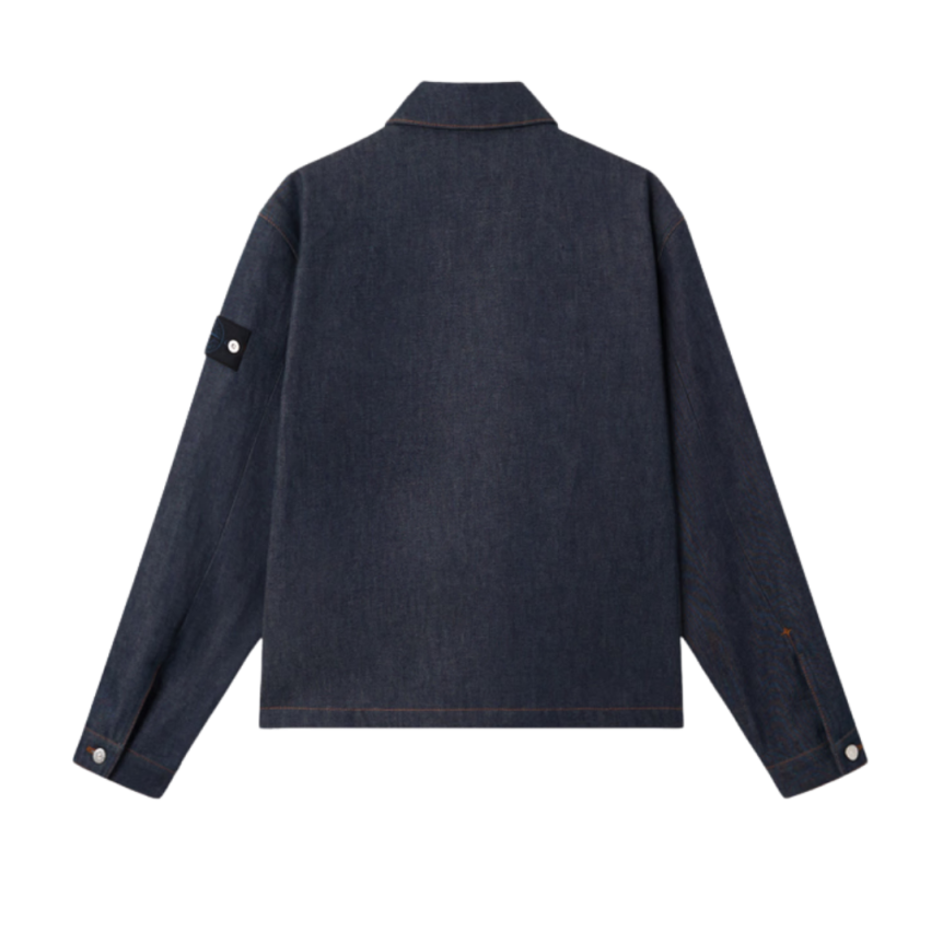 Blouson bouton STONE ISLAND Denim Research coton bio bleu brut poche pression
