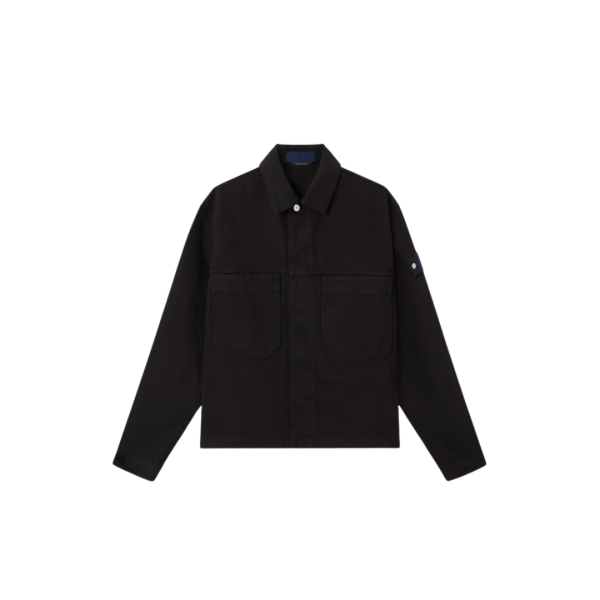Blouson bouton STONE ISLAND Denim Research coton bio noir poche pression