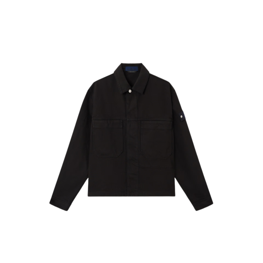 Blouson bouton STONE ISLAND Denim Research coton bio noir poche pression