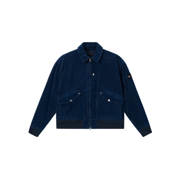 Blouson Bomber STONE ISLAND coton velours côtelé bleu indigo Denim Research