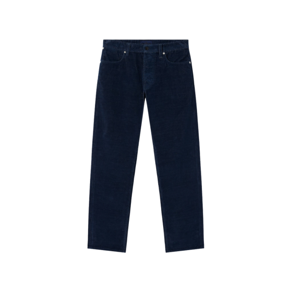 Jean cinq poches STONE ISLAND Denim Research coton mélangé velours bleu indigo