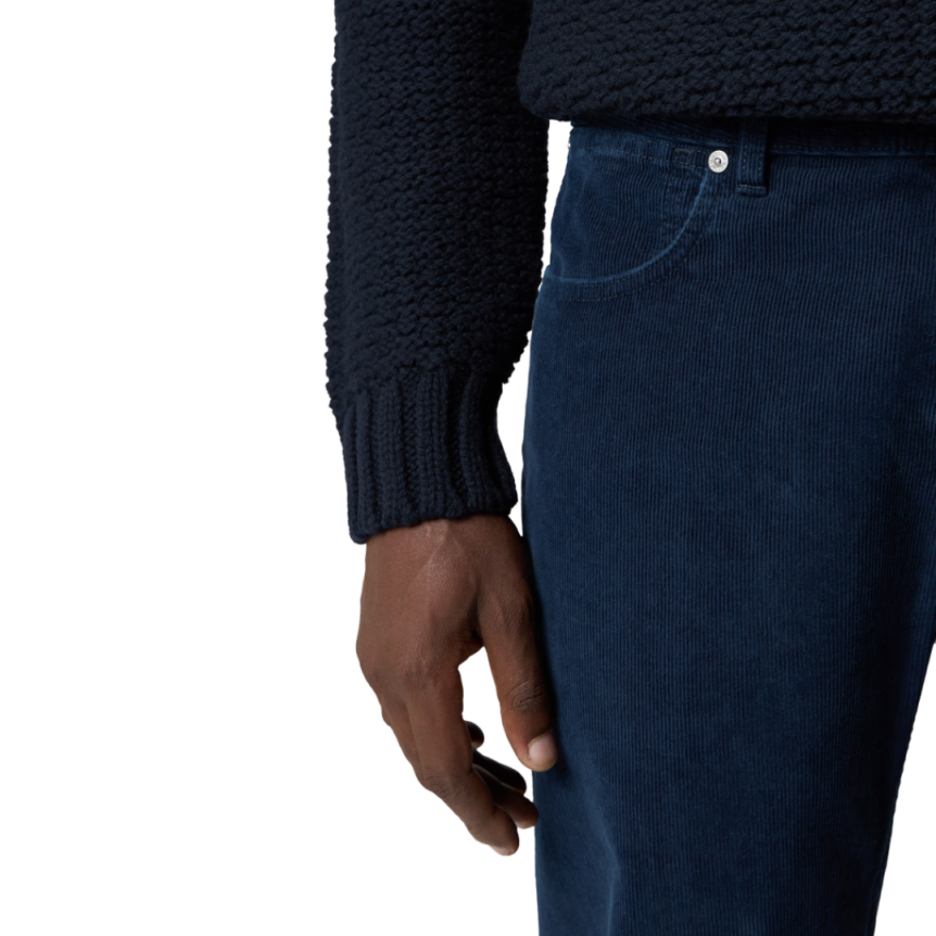 Jean cinq poches STONE ISLAND Denim Research coton mélangé velours bleu indigo