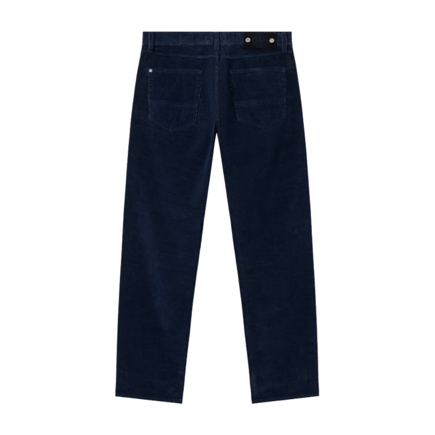 Jean cinq poches STONE ISLAND Denim Research coton mélangé velours bleu indigo