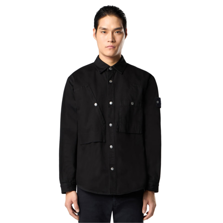 STONE ISLAND Surchemise Denim Research veste bouton pression coton noir