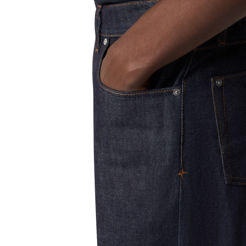 Jean ample STONE ISLAND Denim Research cinq poches coton bleu brut
